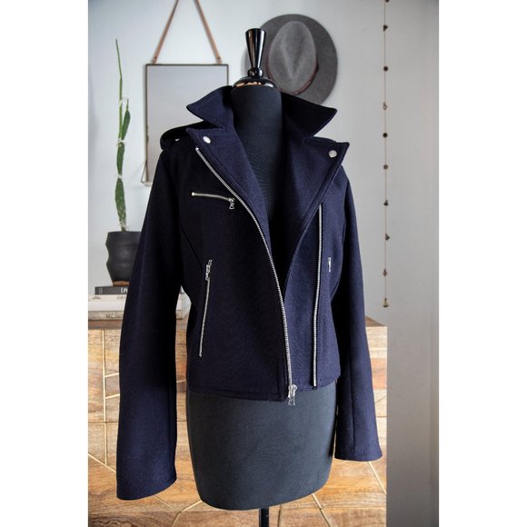 Navy Moto Jacket - Picture 1 of 6